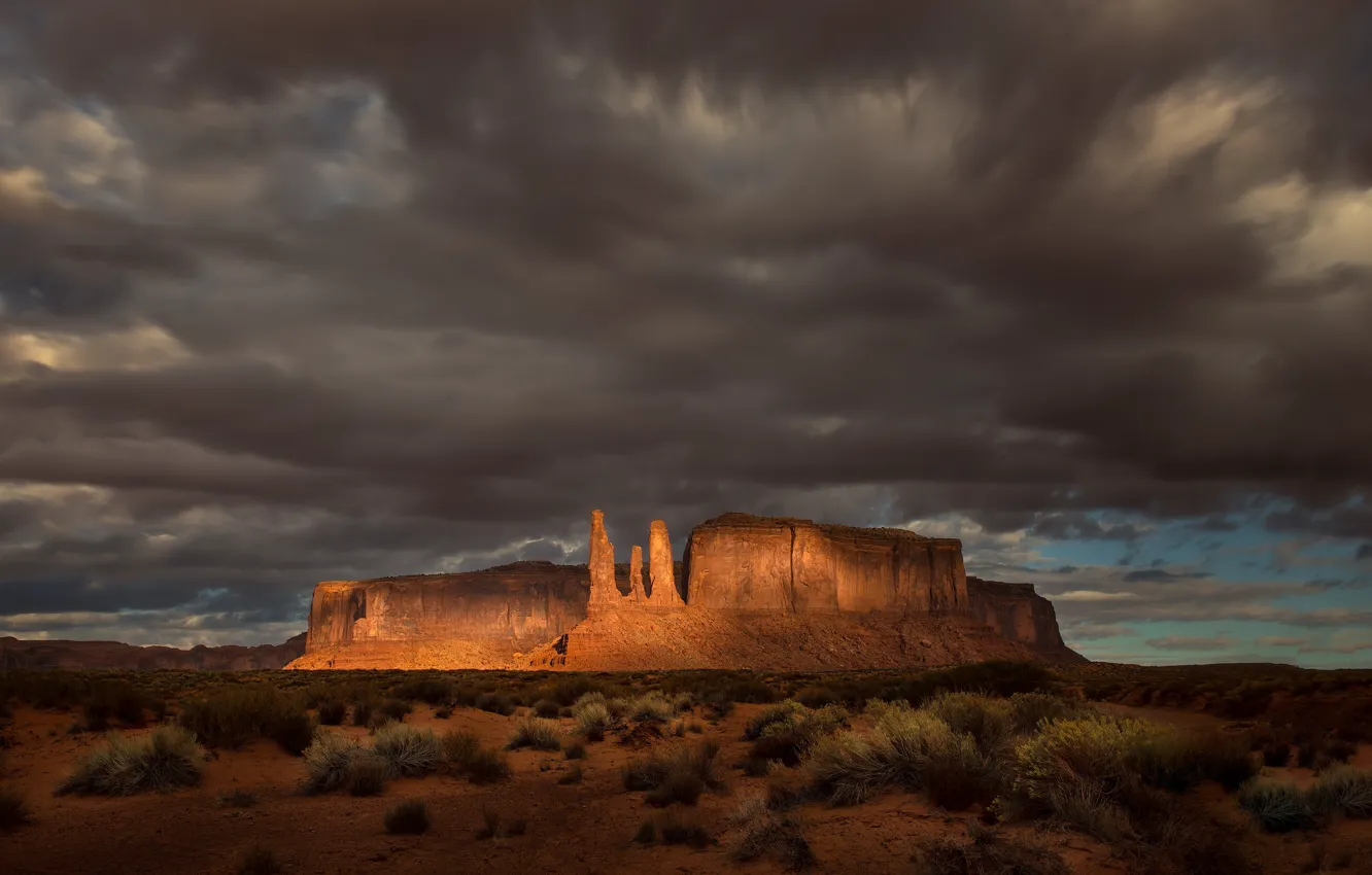 Photo wallpaper mountains, rocks, desert, Monument valley