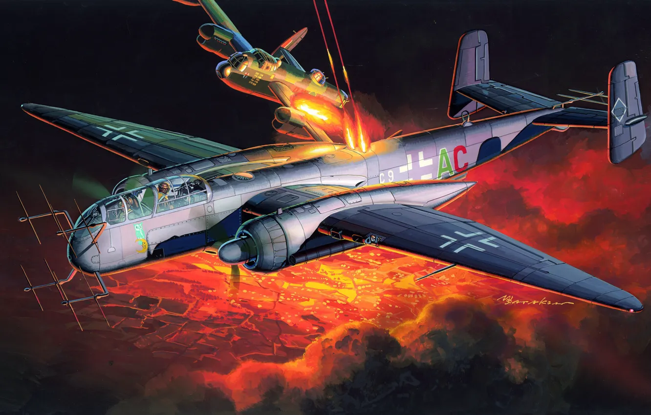 Photo wallpaper He 219, Heinkel, Germany, Luftwaffe, night fighter