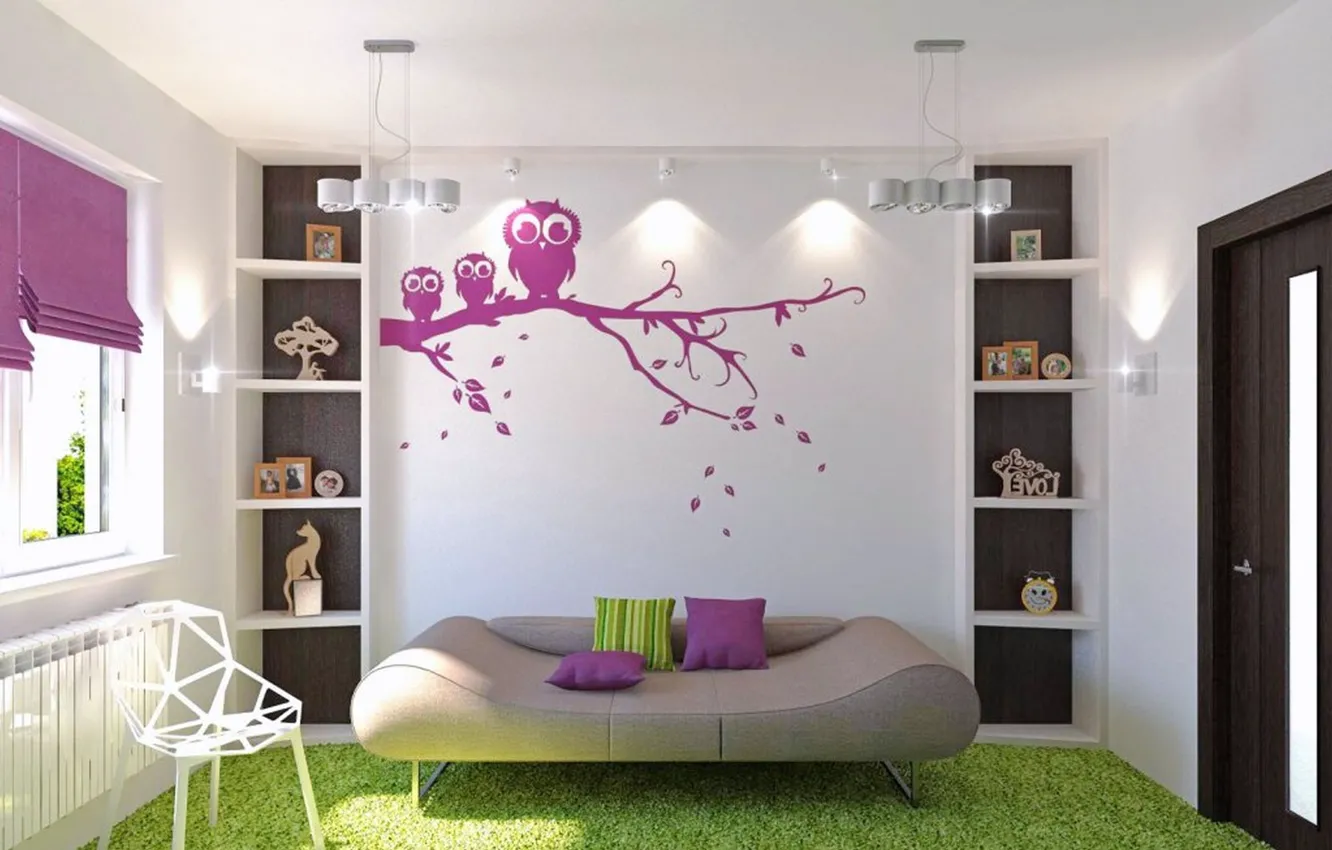 Photo wallpaper design, sofa, furniture, interior, decor, children's room