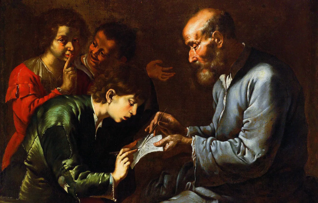 Photo wallpaper picture, boy, the old man, teacher, Spanish artist, John Do, Giovanni Do, Juan Do