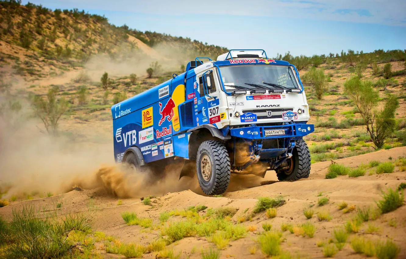 Photo wallpaper The sky, Sand, Nature, Sport, Speed, Truck, Race, Master