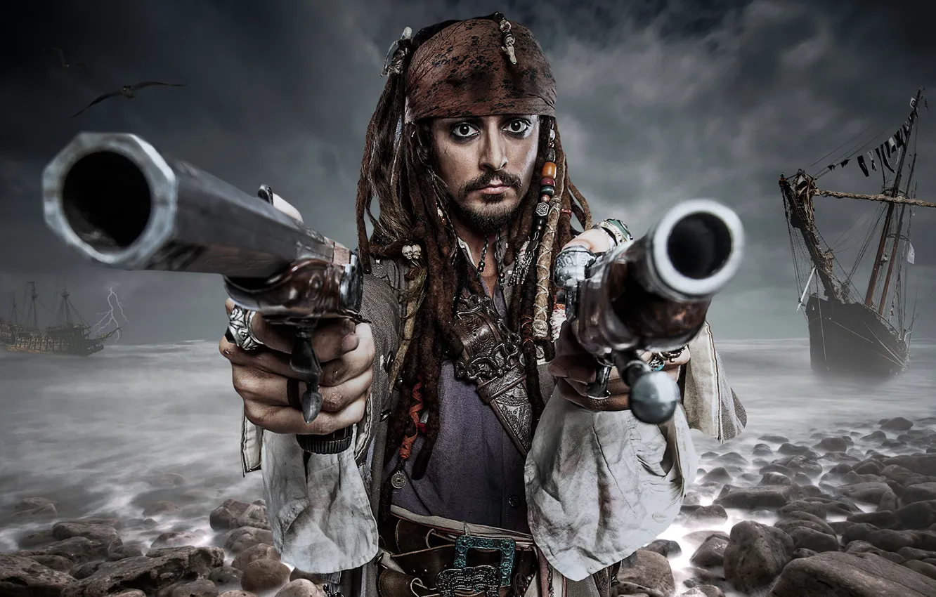 Photo wallpaper Jack Sparrow, makeup, Louis Guglielmero