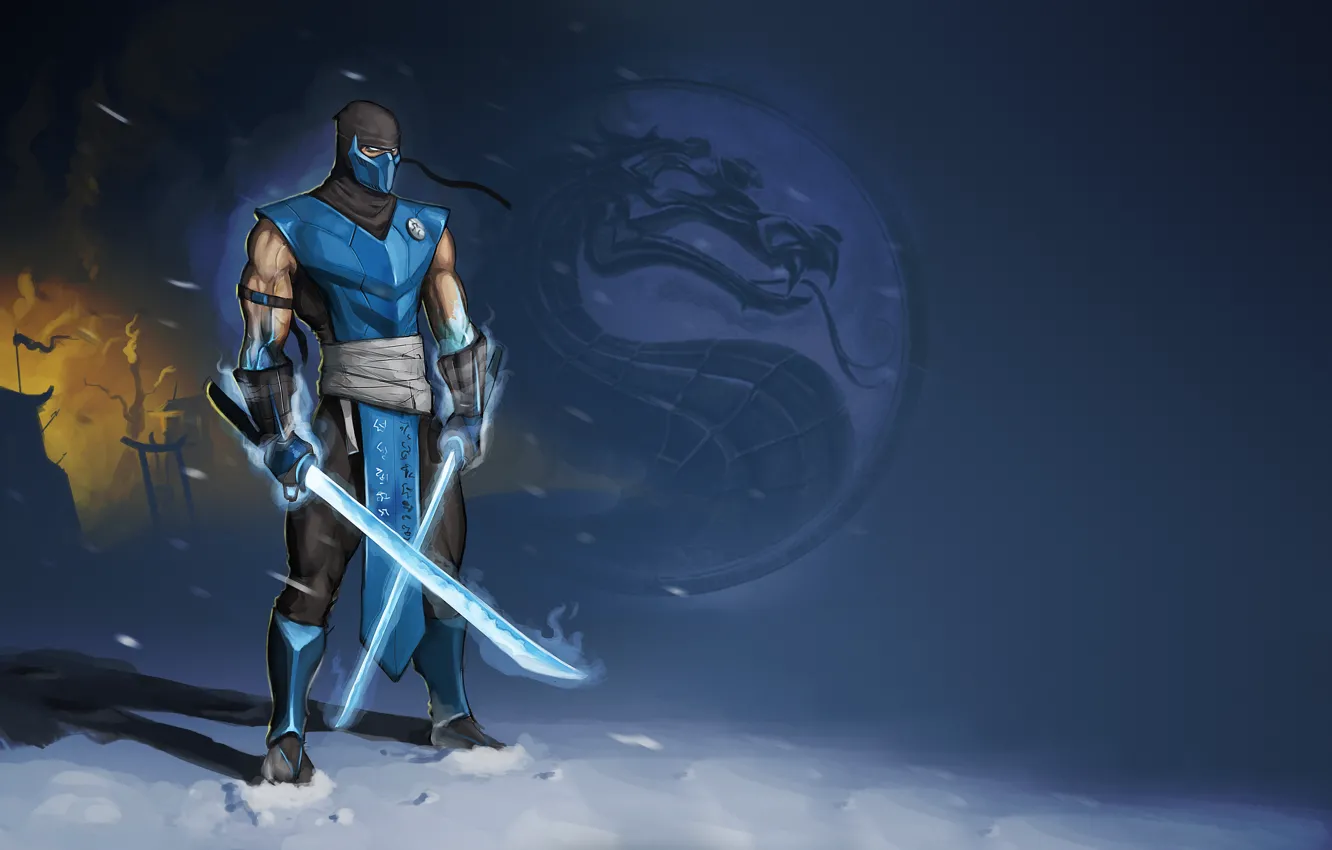 Photo wallpaper cold, sword, ninja, Mortal Kombat, Sub-Zero, Sub-Zero