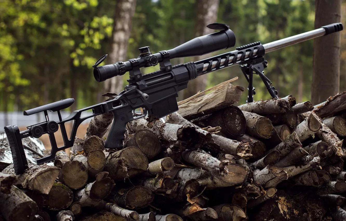 Photo wallpaper log, sniper rifle, Lobaeva, tvsl8