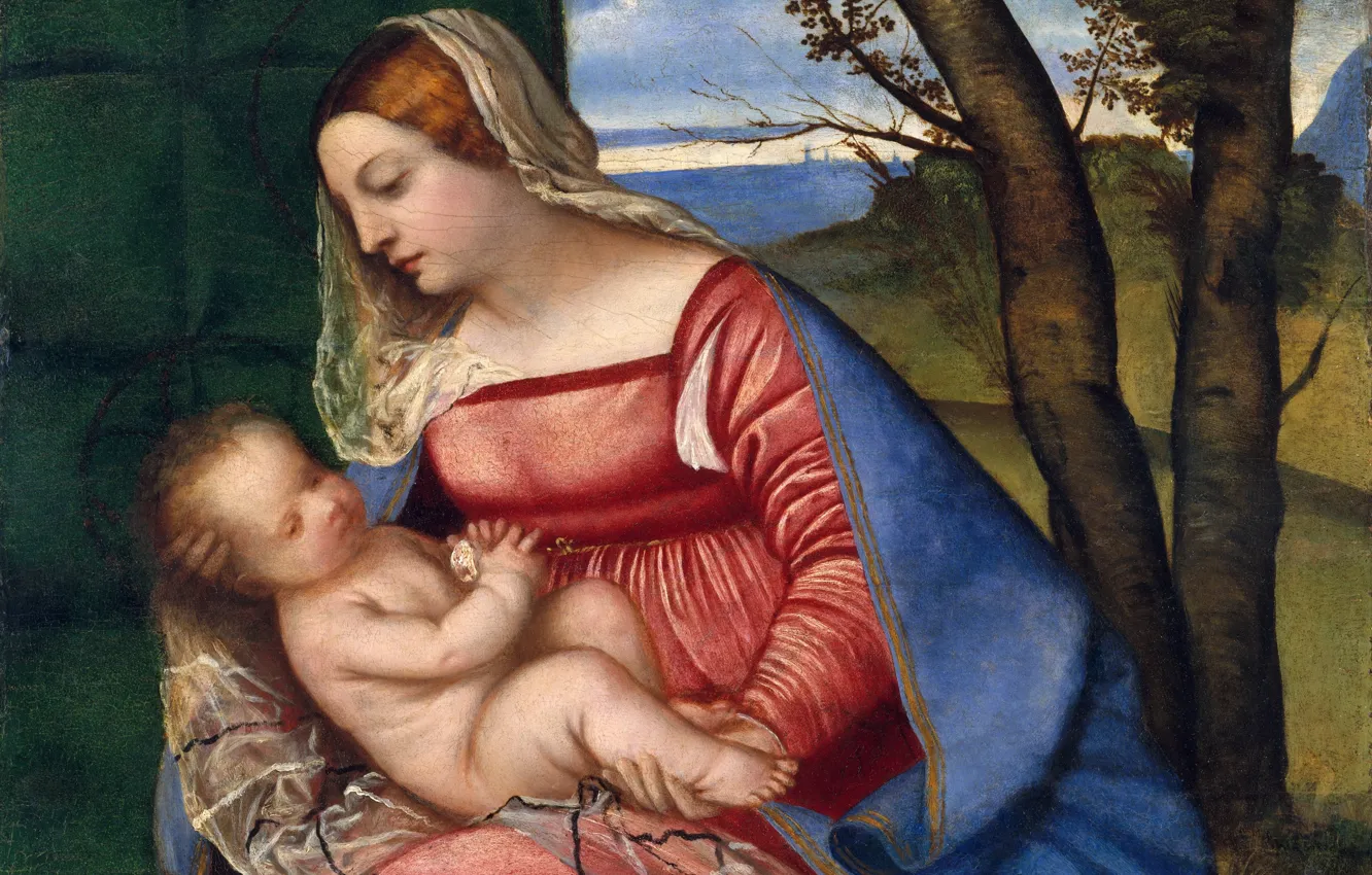 Photo wallpaper Titian Vecellio, CA. 1510, The Madonna and child