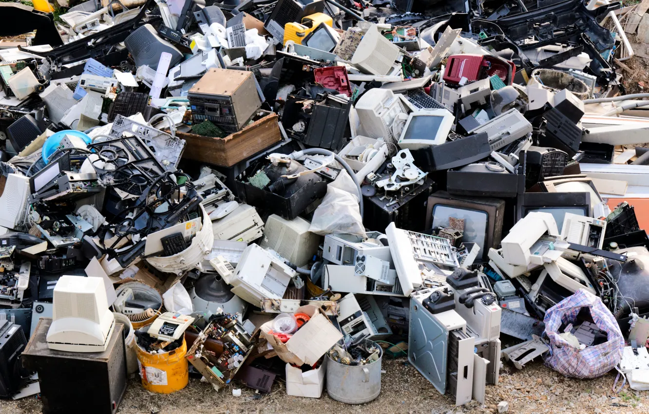 Photo wallpaper trash, appliances, electronics, pollution, recycling