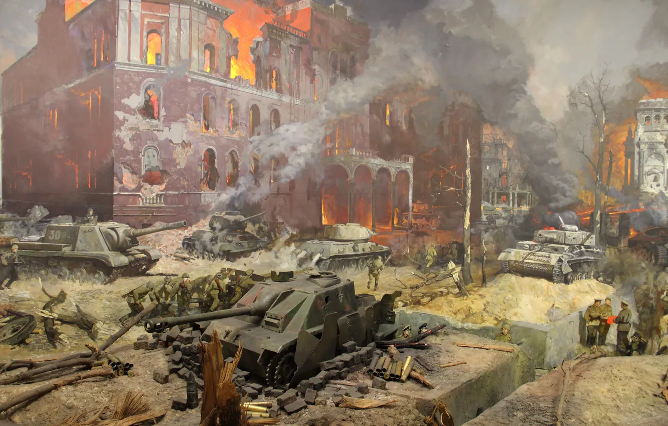 Photo wallpaper war, picture, battle, soldiers, tank, Moscow, WWII, The great Patriotic war