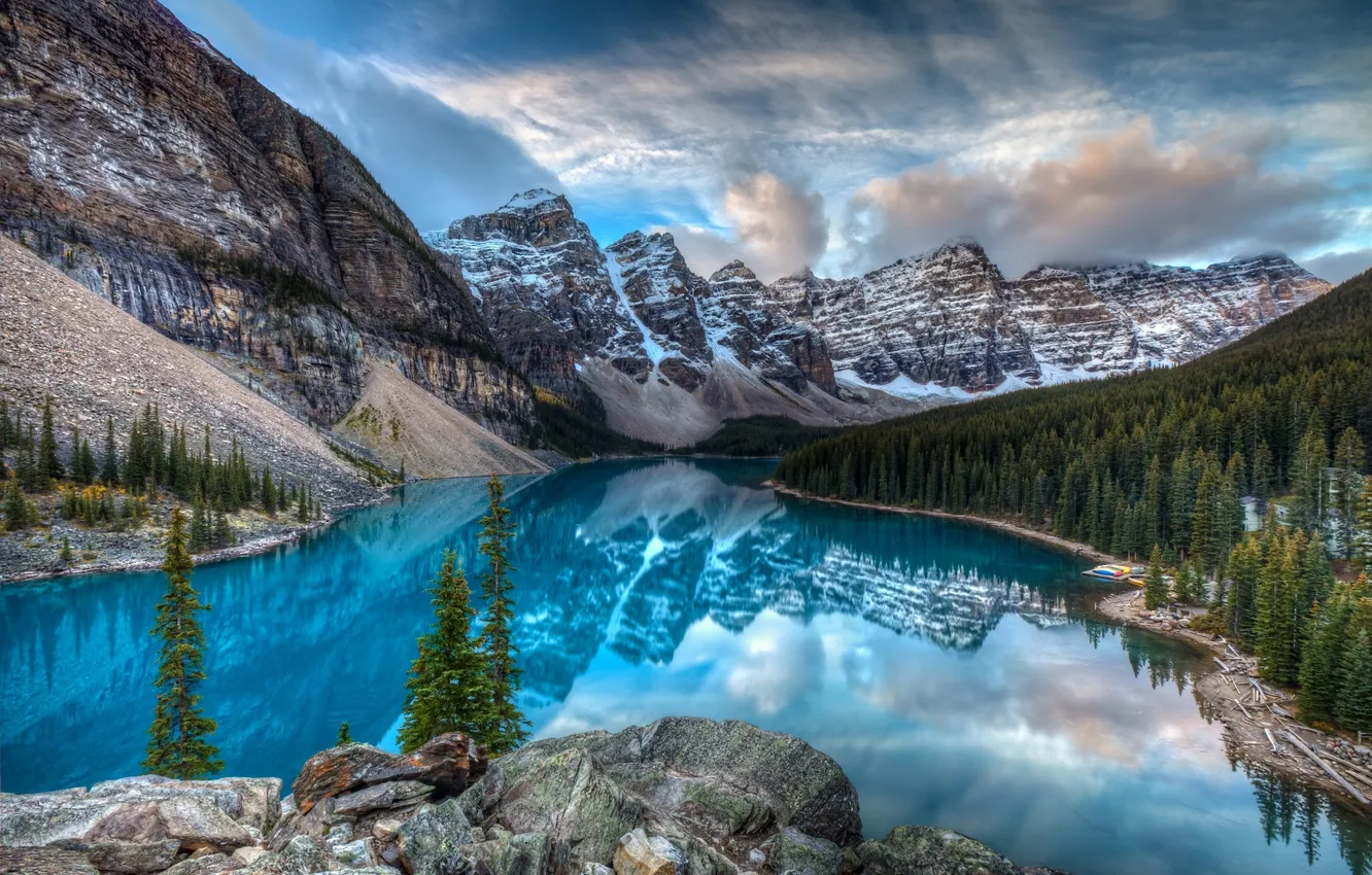 Photo wallpaper forest, mountains, nature, lake, Canada