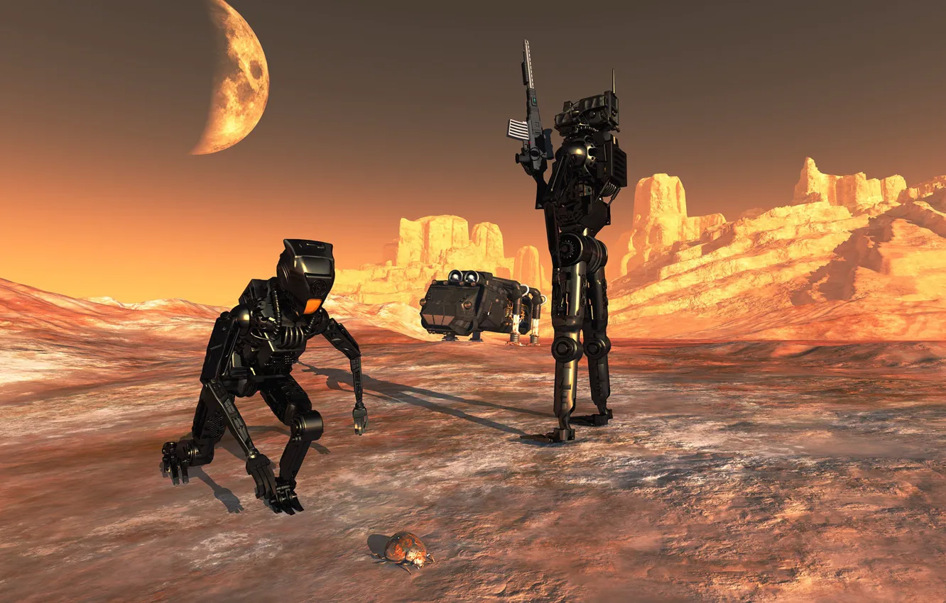 Photo wallpaper weapons, planet, robot, beetle, Bug Hunt