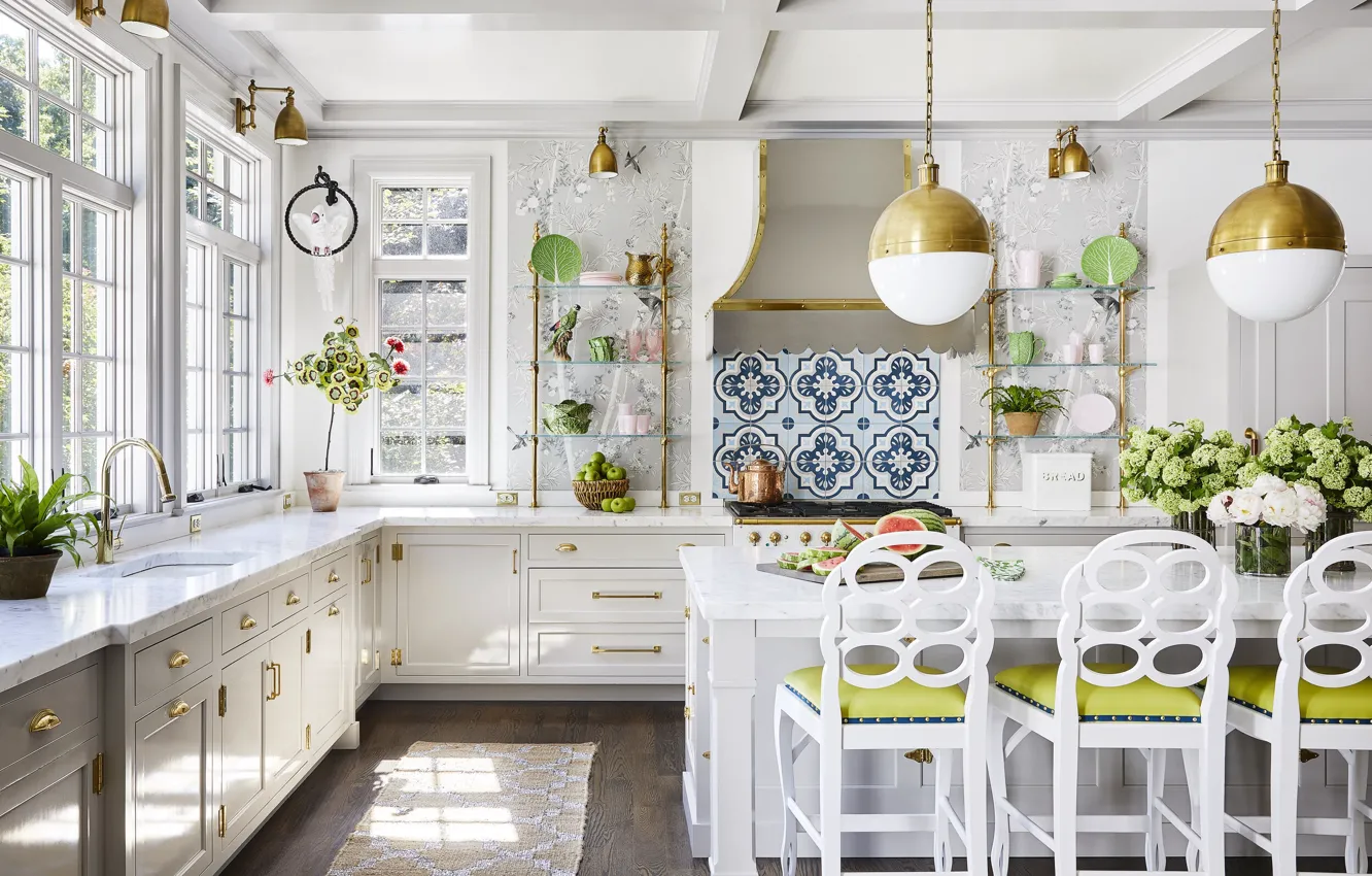Photo wallpaper design, style, interior, kitchen, New Jersey, dining room
