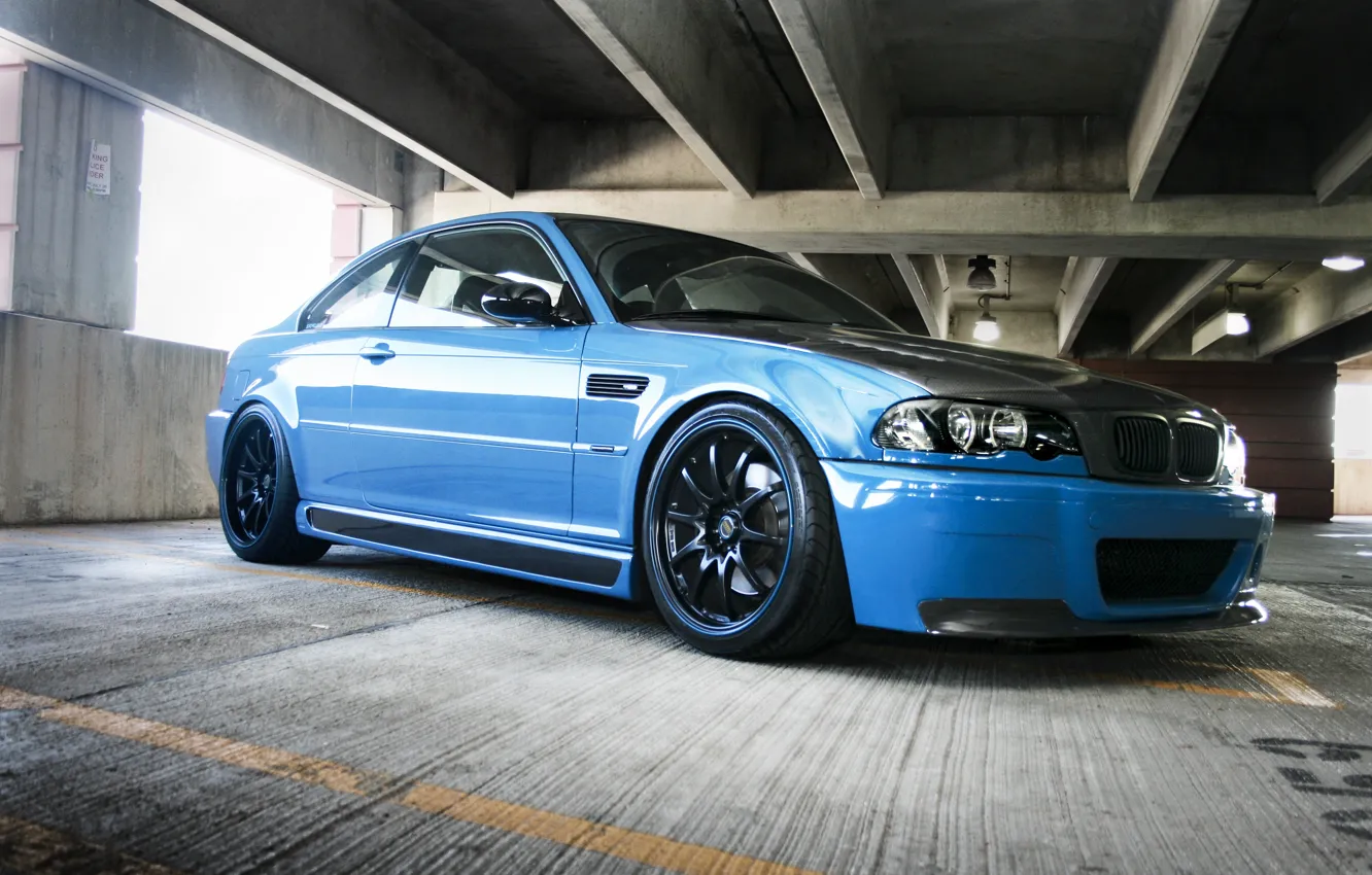 Photo wallpaper bmw, black, blue, e46, m3