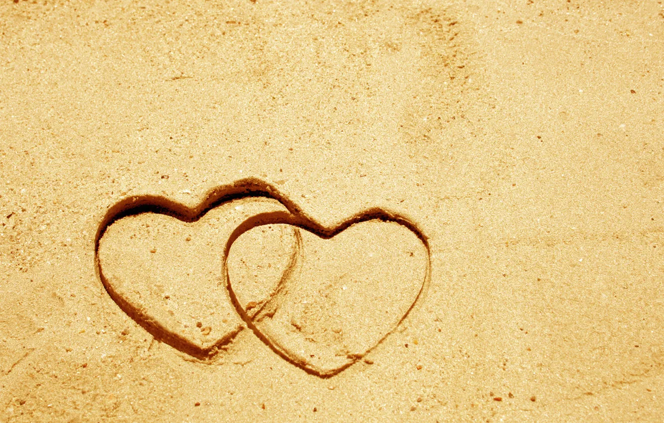 Photo wallpaper sand, mood, heart, heart