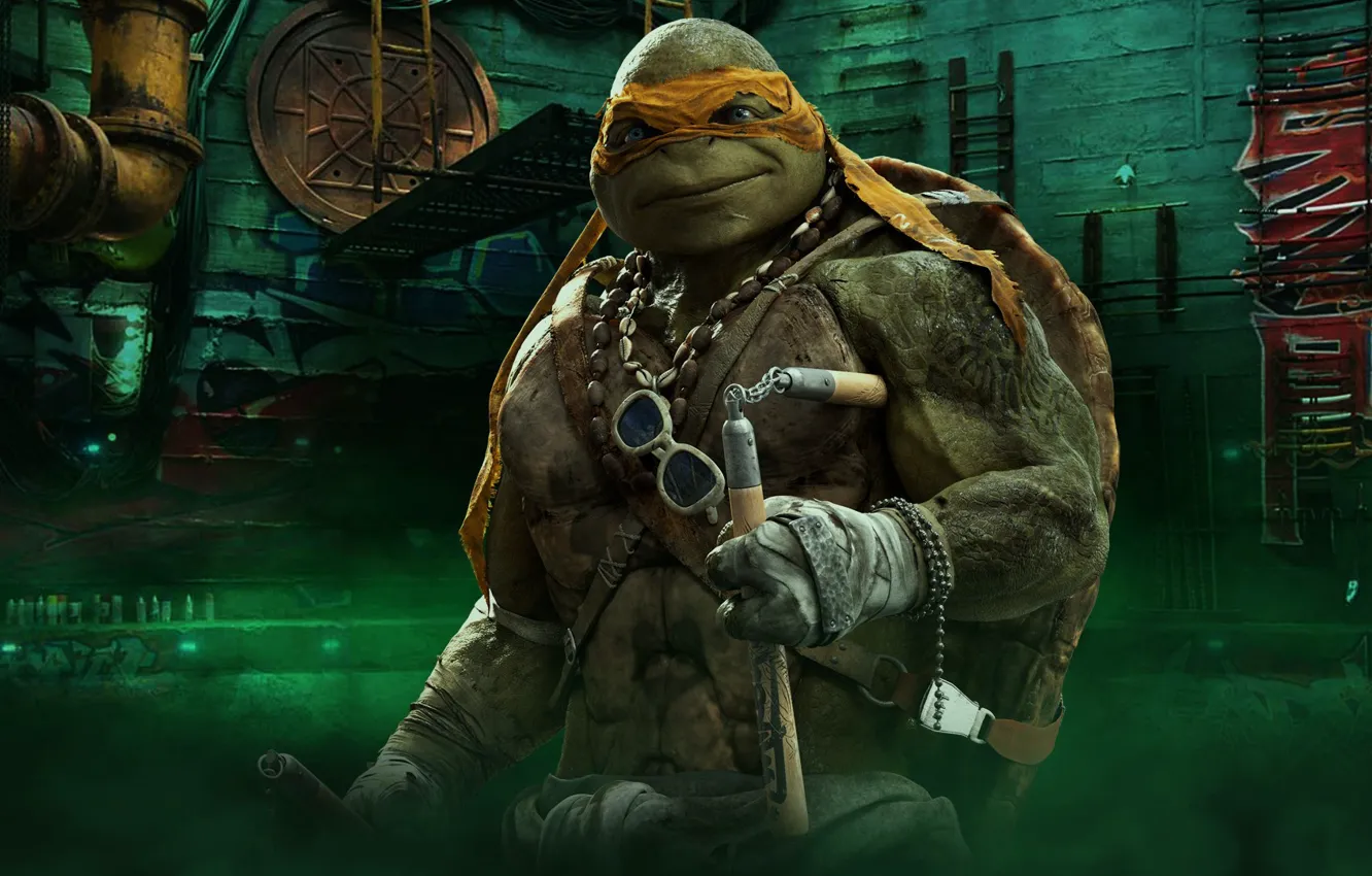 Photo wallpaper cinema, TMNT, movie, Teenage Mutant Ninja Turtles, Michelangelo, ninja, hero, film