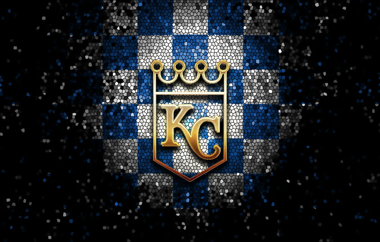 Photo wallpaper wallpaper, sport, logo, baseball, glitter, checkered, MLB, Kansas City Royals