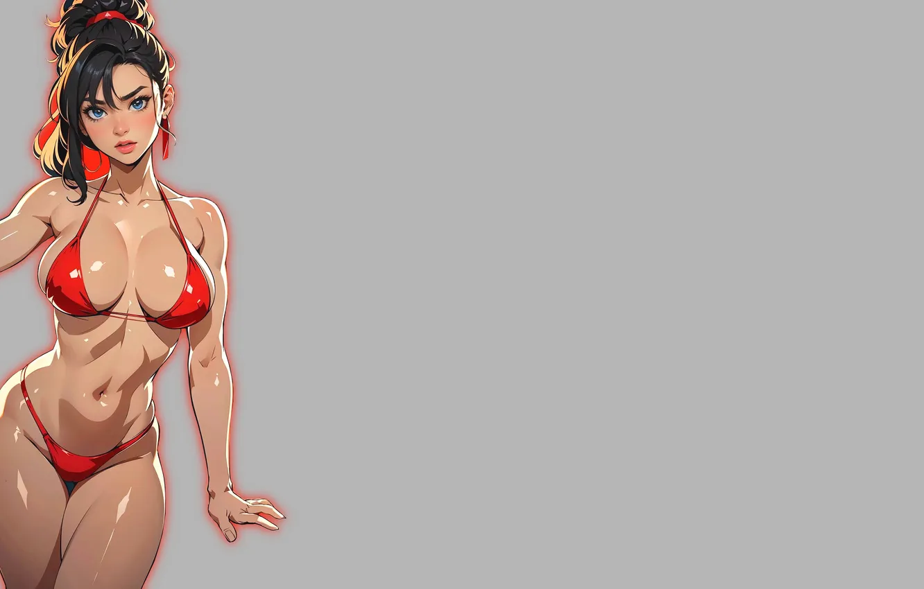 Photo wallpaper girl, sexy, boobs, anime, pretty, breasts, babe, bikini