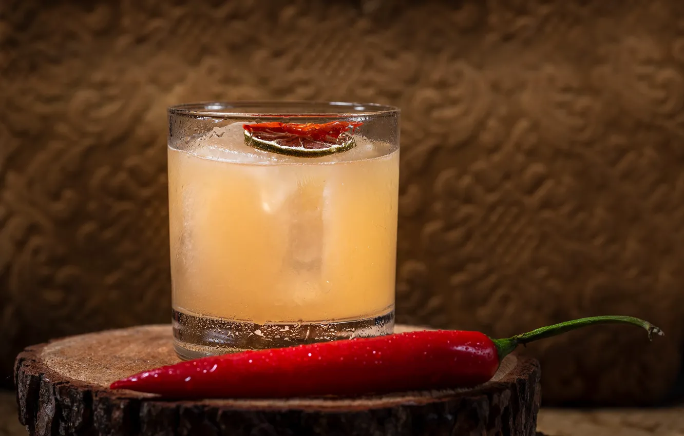 Photo wallpaper red, glass, glass, alcohol, cocktail, pepper, drink, sharp