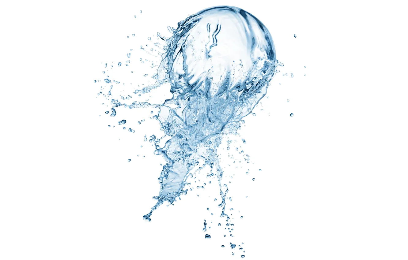 Photo wallpaper water, squirt, white background