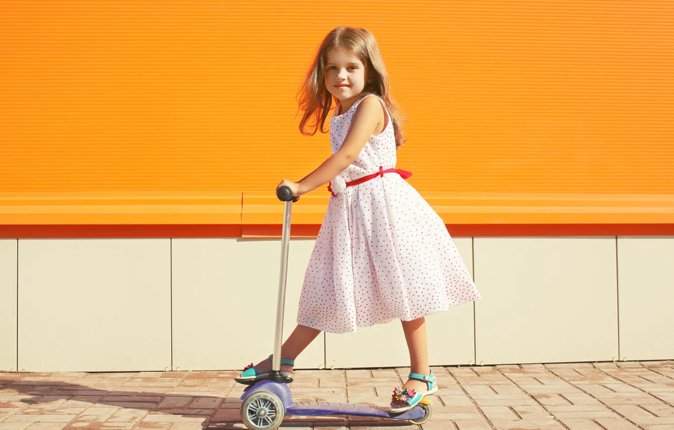 Photo wallpaper look, dress, girl, scooter