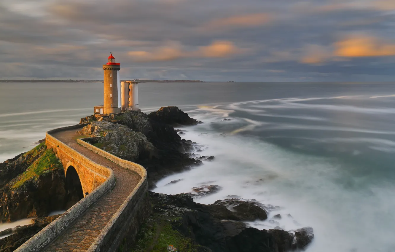 Photo wallpaper coast, France, lighthouse, Brittany Coast