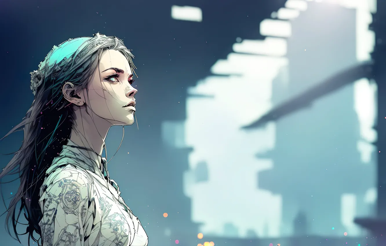 Photo wallpaper girl, art, digital art, Cyberpunk, Stable Diffusion, Neuronet, AI Art, Inkpunk