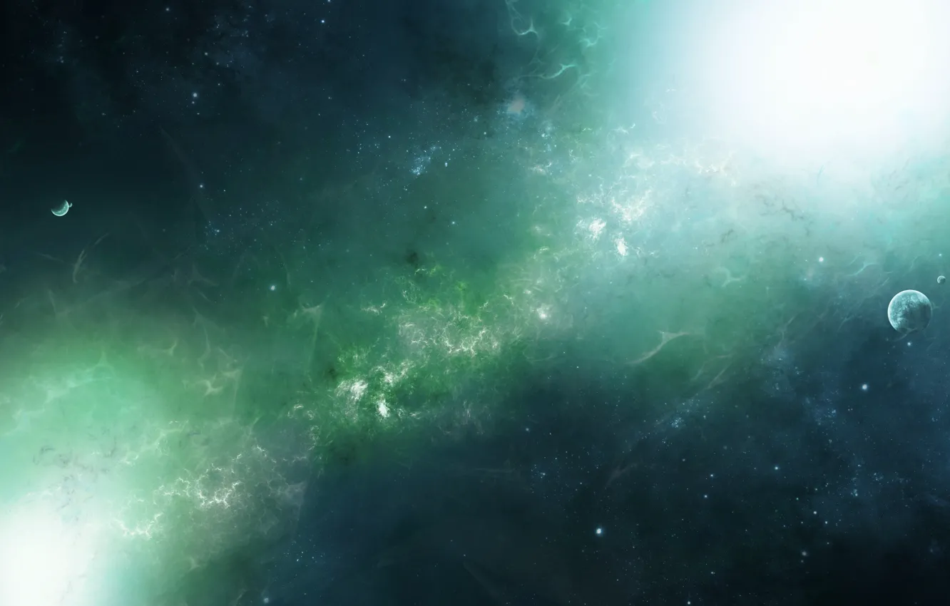 Photo wallpaper space, stars, light, nebula, planet, space, stars, planets