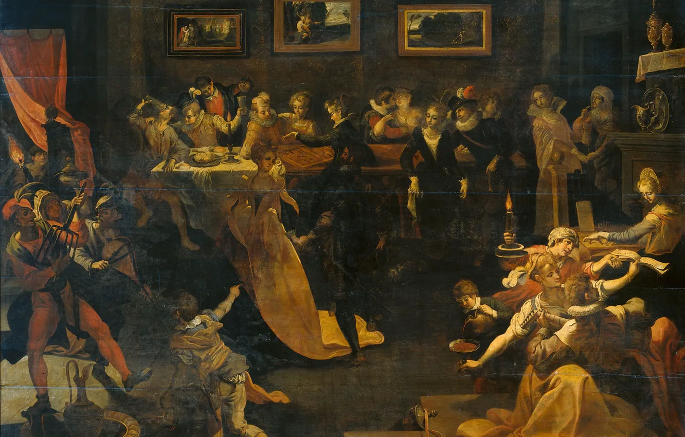 Photo wallpaper oil, picture, 1630, Joos van Winghe, Night Banquet and Masquerade