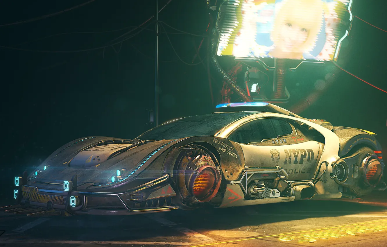 Photo wallpaper machine, auto, style, fiction, transport, police, cyberpunk, auto