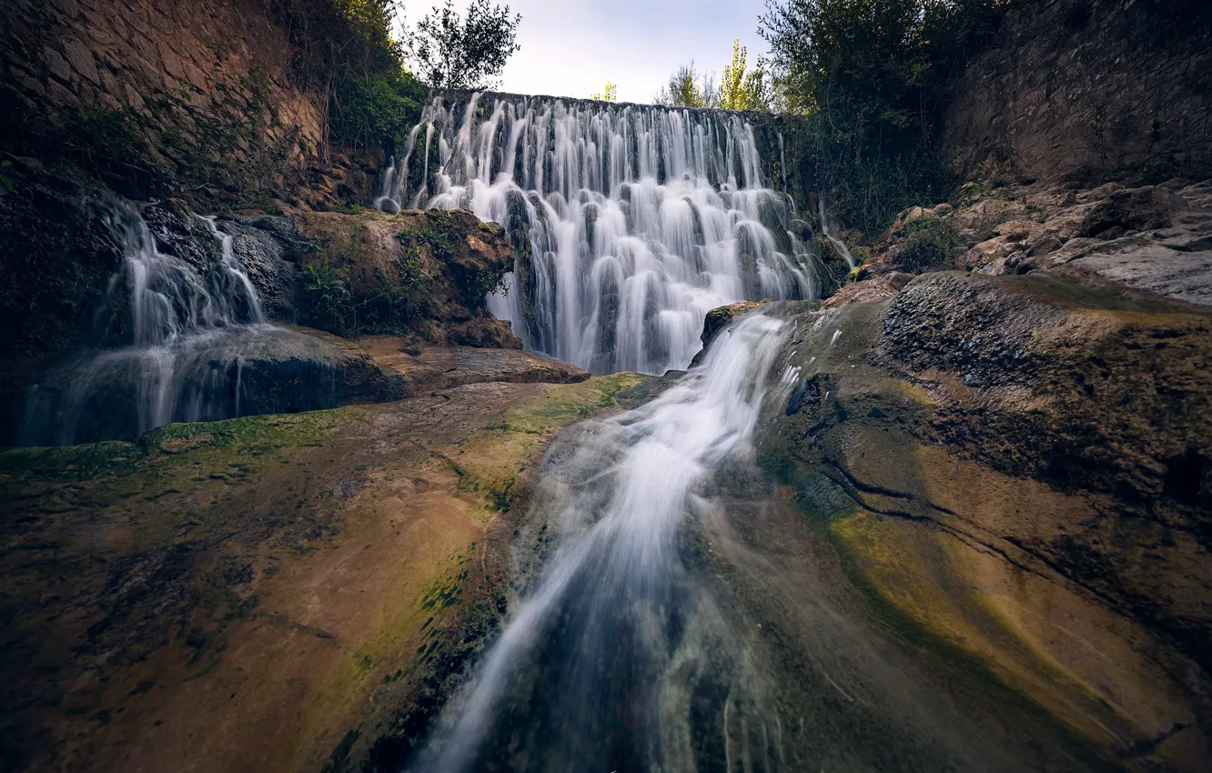 Photo wallpaper stones, rocks, for, waterfall, stream, cascade