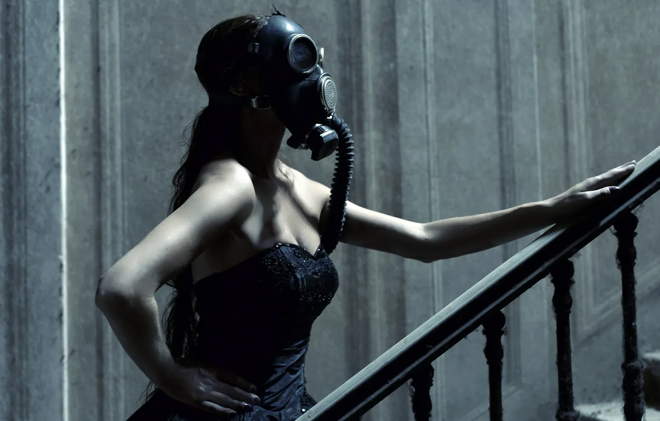 Photo wallpaper girl, Apocalypse, gas mask
