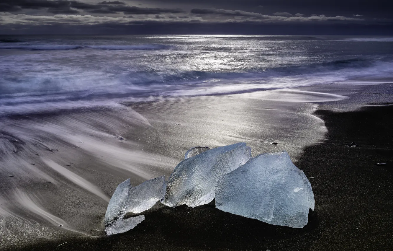 Photo wallpaper ice, sea, shore, ice