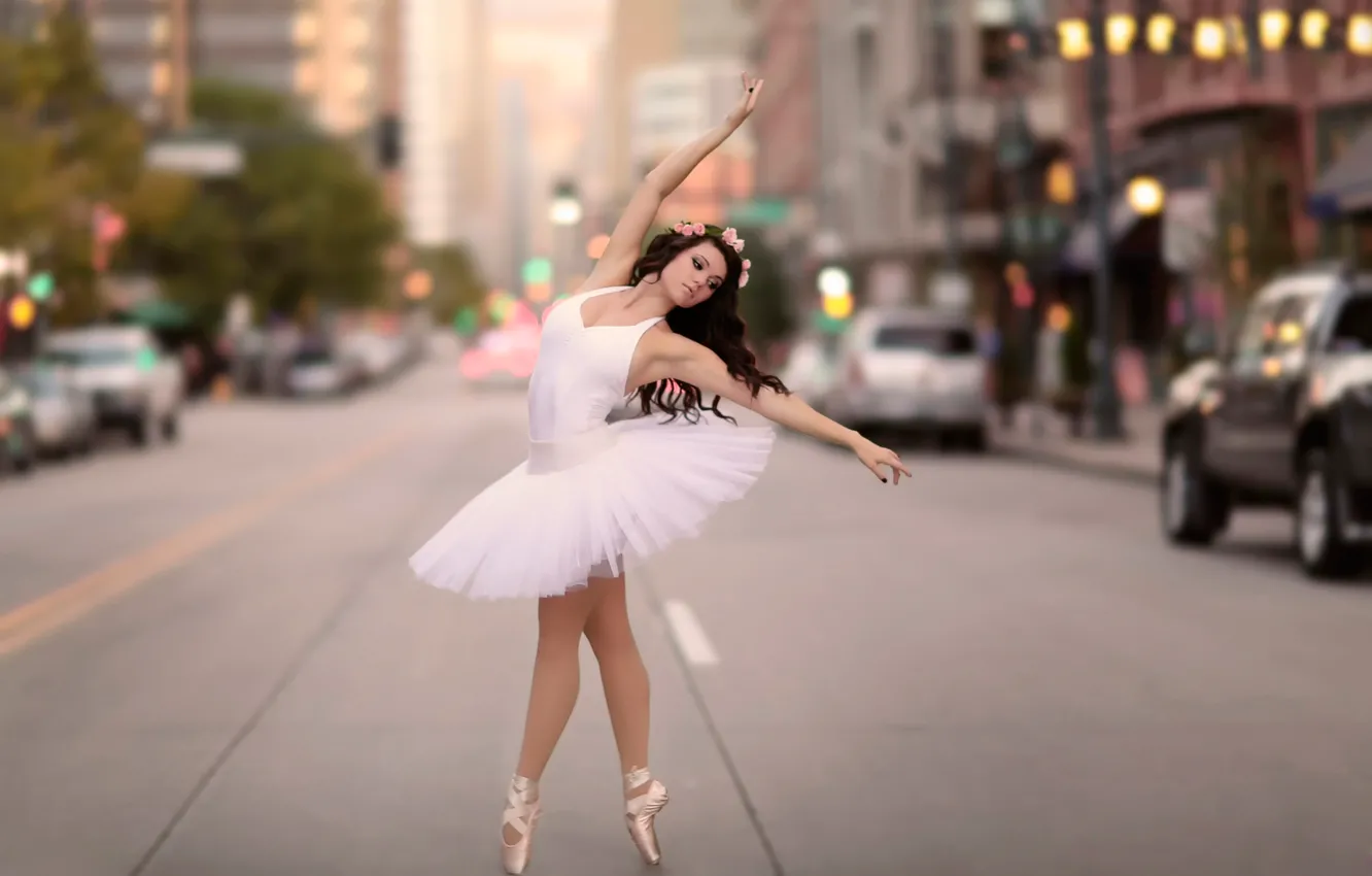 Photo wallpaper the city, street, dance, grace, ballerina