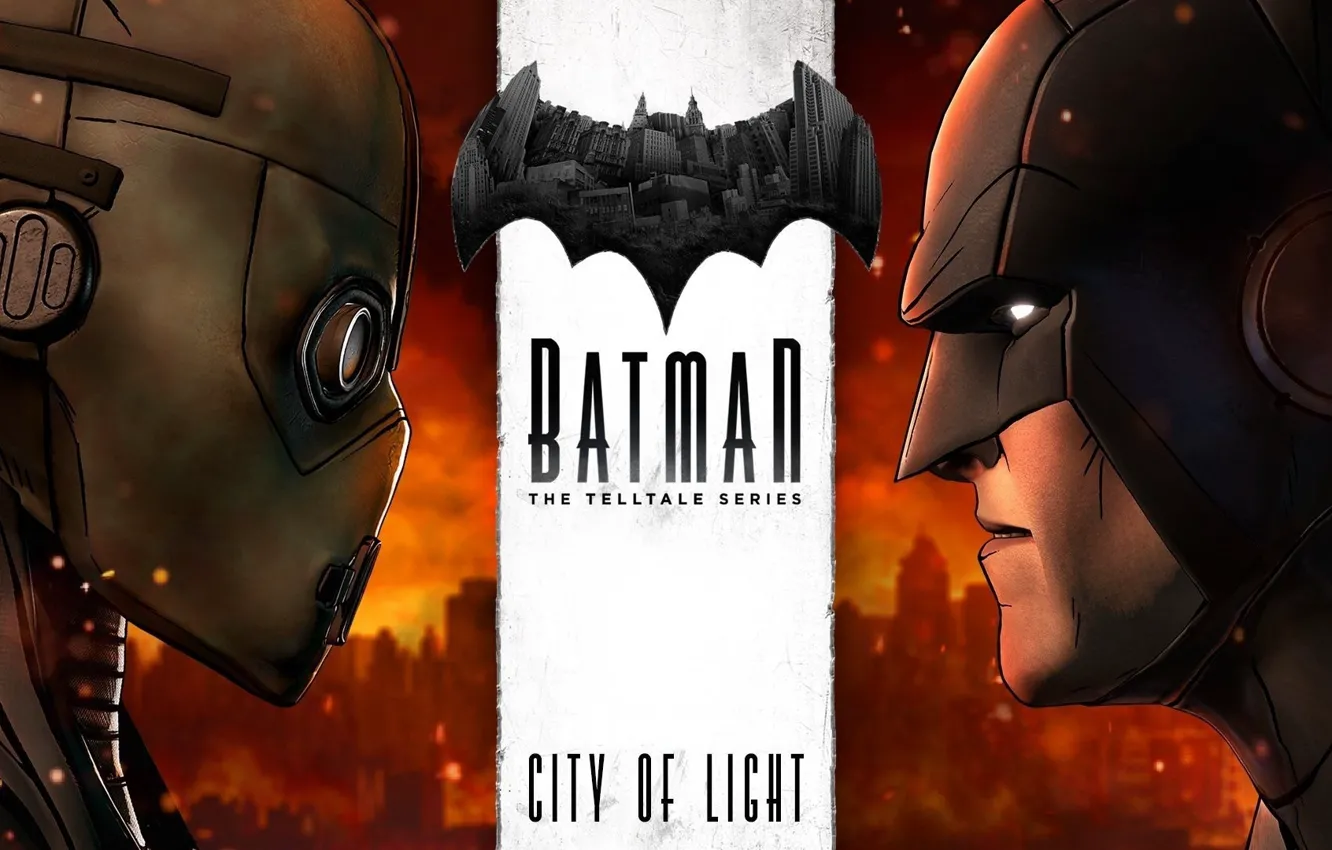 Photo wallpaper yuusha, drone, Batman: The Telltale Series, city, Gotham, bat, hero, Batman