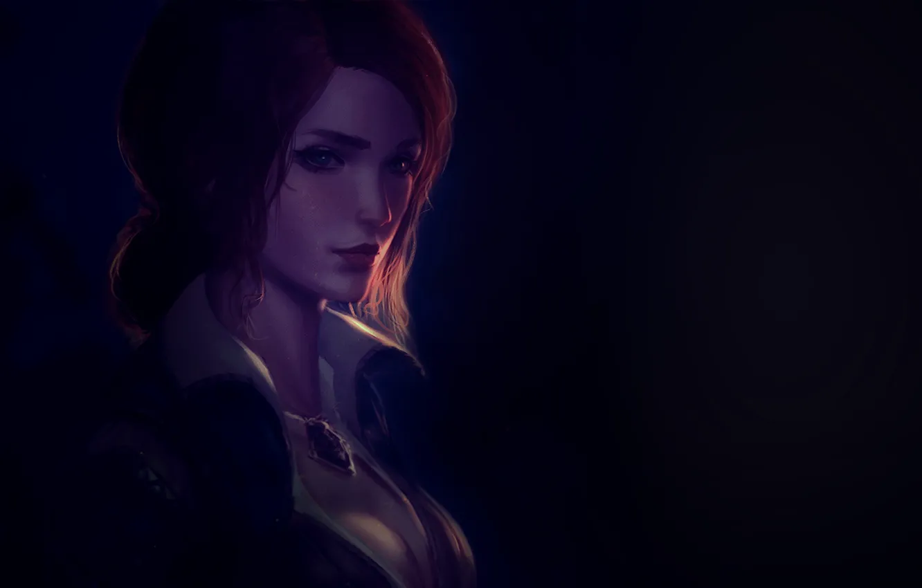 Photo wallpaper girl, face, medallion, red hair, The Witcher, the enchantress, Triss Merigold, Triss Merigold