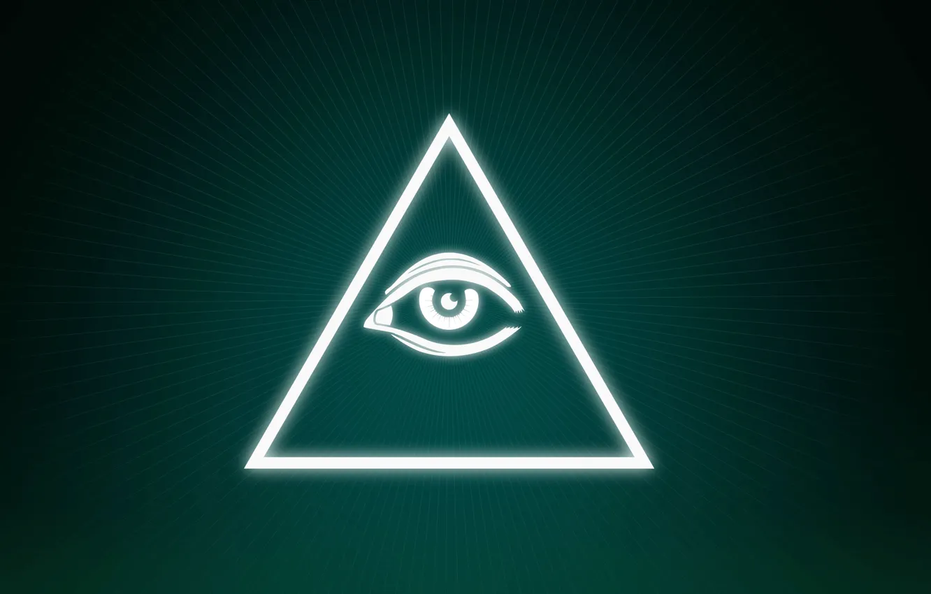 Photo wallpaper eyes, triangle, eye, triangle, the Illuminati, illuminati, dark green background, dark green background