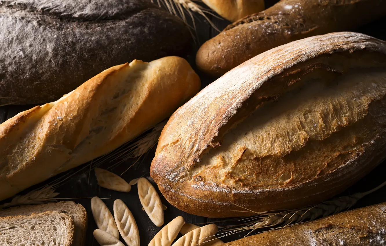 Photo wallpaper bread, baguette, cuts