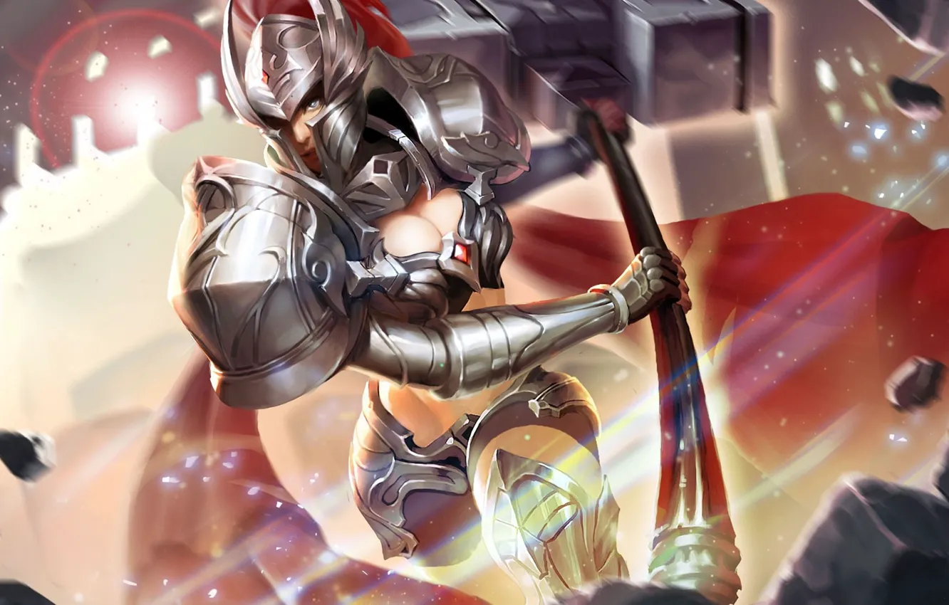 Photo wallpaper girl, the game, armor, helmet, knight, King of Glory, The king of glory