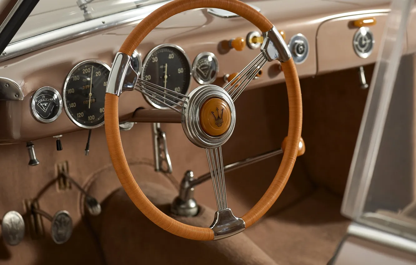 Photo wallpaper Maserati, vintage, 1947, steering wheel, dashboard, Maserati A6 1500 Berlinetta