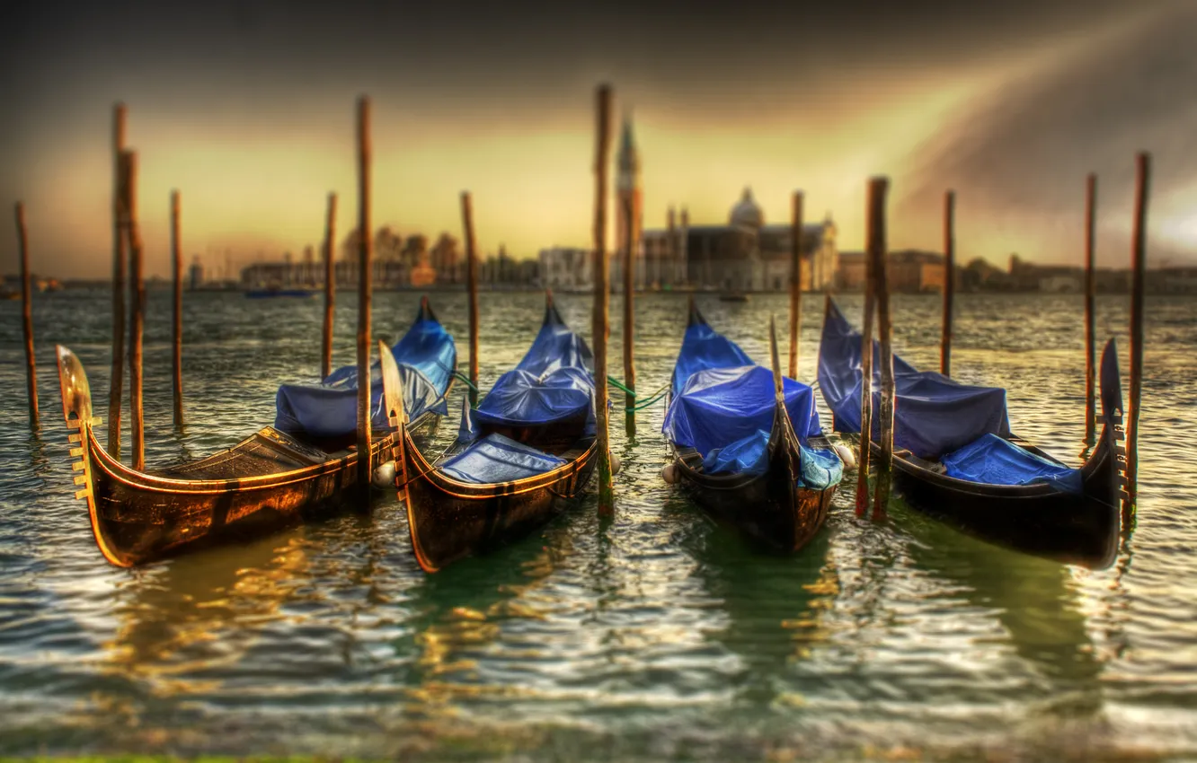 Photo wallpaper sea, the sky, water, landscape, nature, boats, Italy, Venice