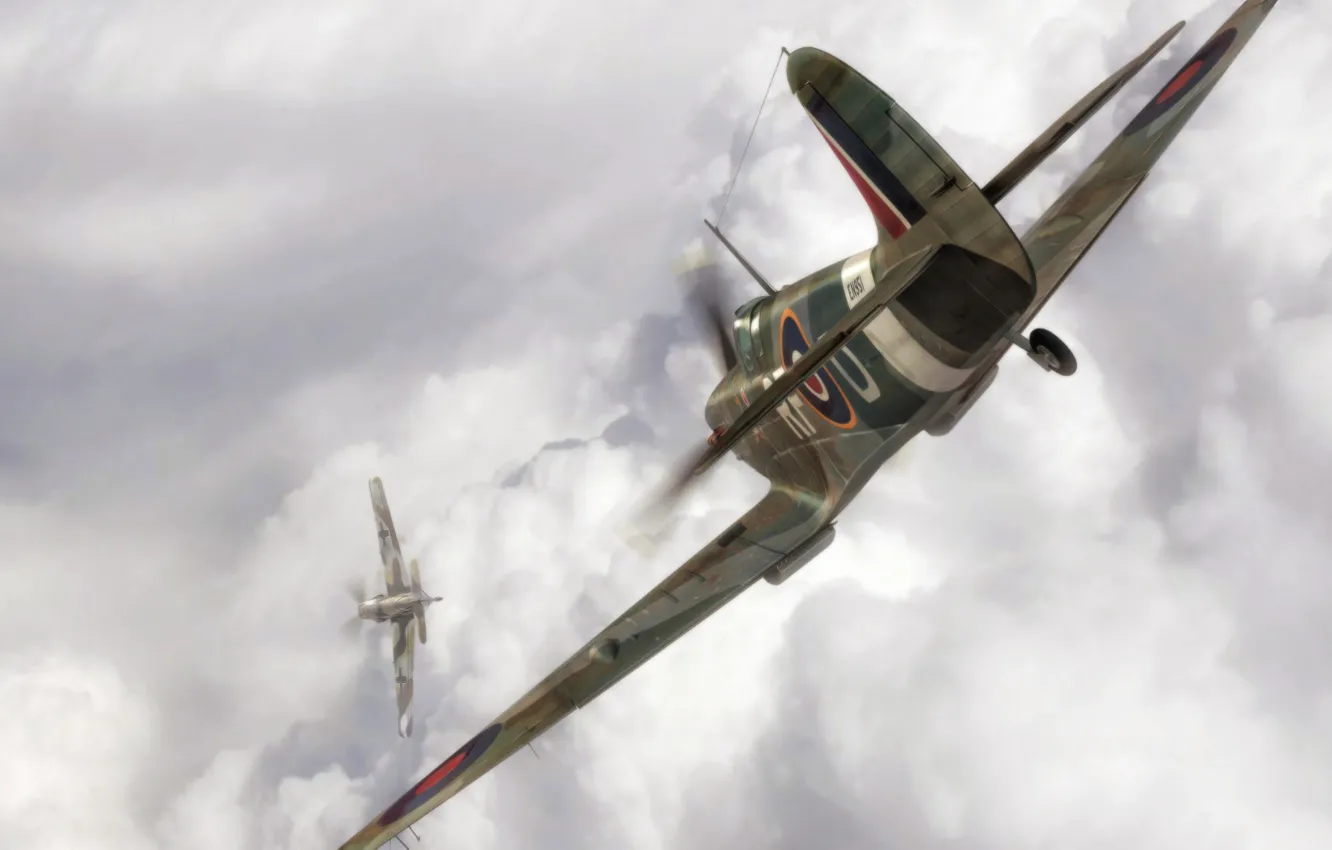 Photo wallpaper aircraft, war, spitfire, airplane, painting, aviation, artwork, concept art