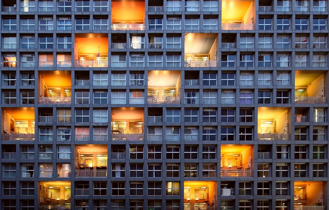 Photo wallpaper light, the city, the building, Windows, architecture