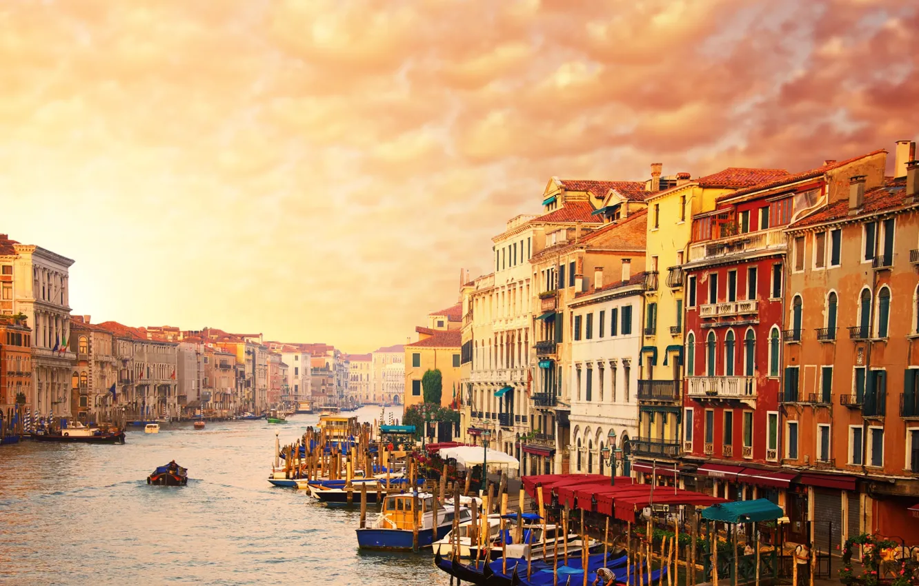 Photo wallpaper Italy, Venice, gondola, channel.