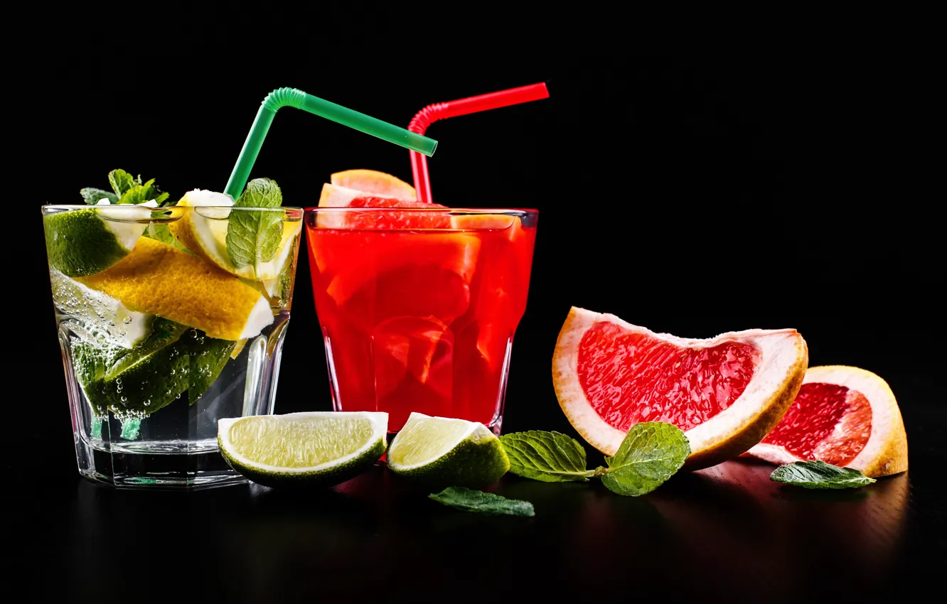 Photo wallpaper ice, lime, citrus, fruit, drinks, lemonade