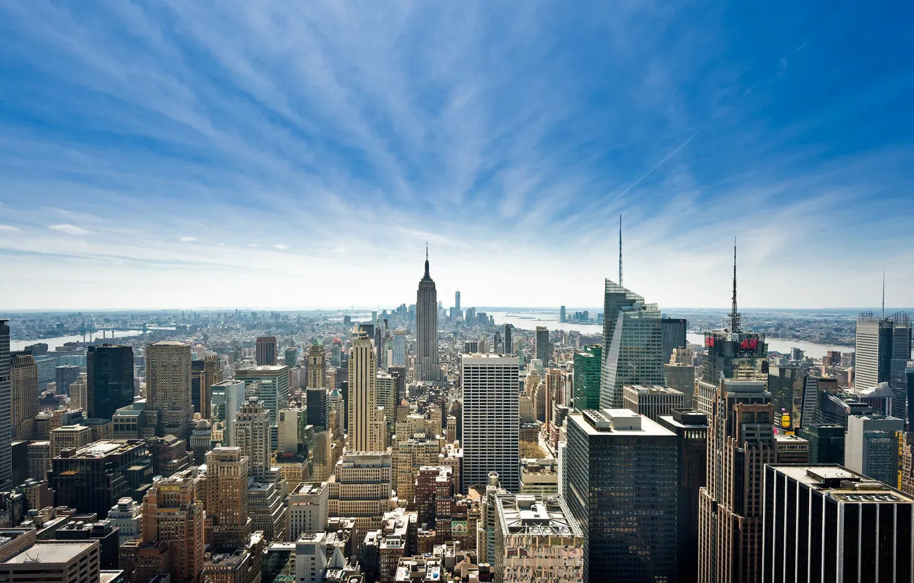 Photo wallpaper the sky, New York, skyscrapers, panorama, USA, Manhattan