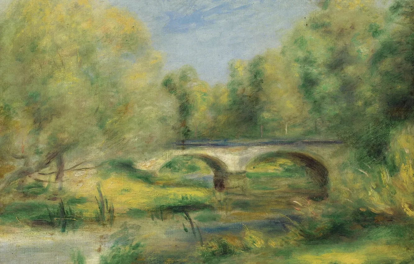 Photo wallpaper landscape, bridge, picture, 1905, Pierre Auguste Renoir, Pierre Auguste Renoir