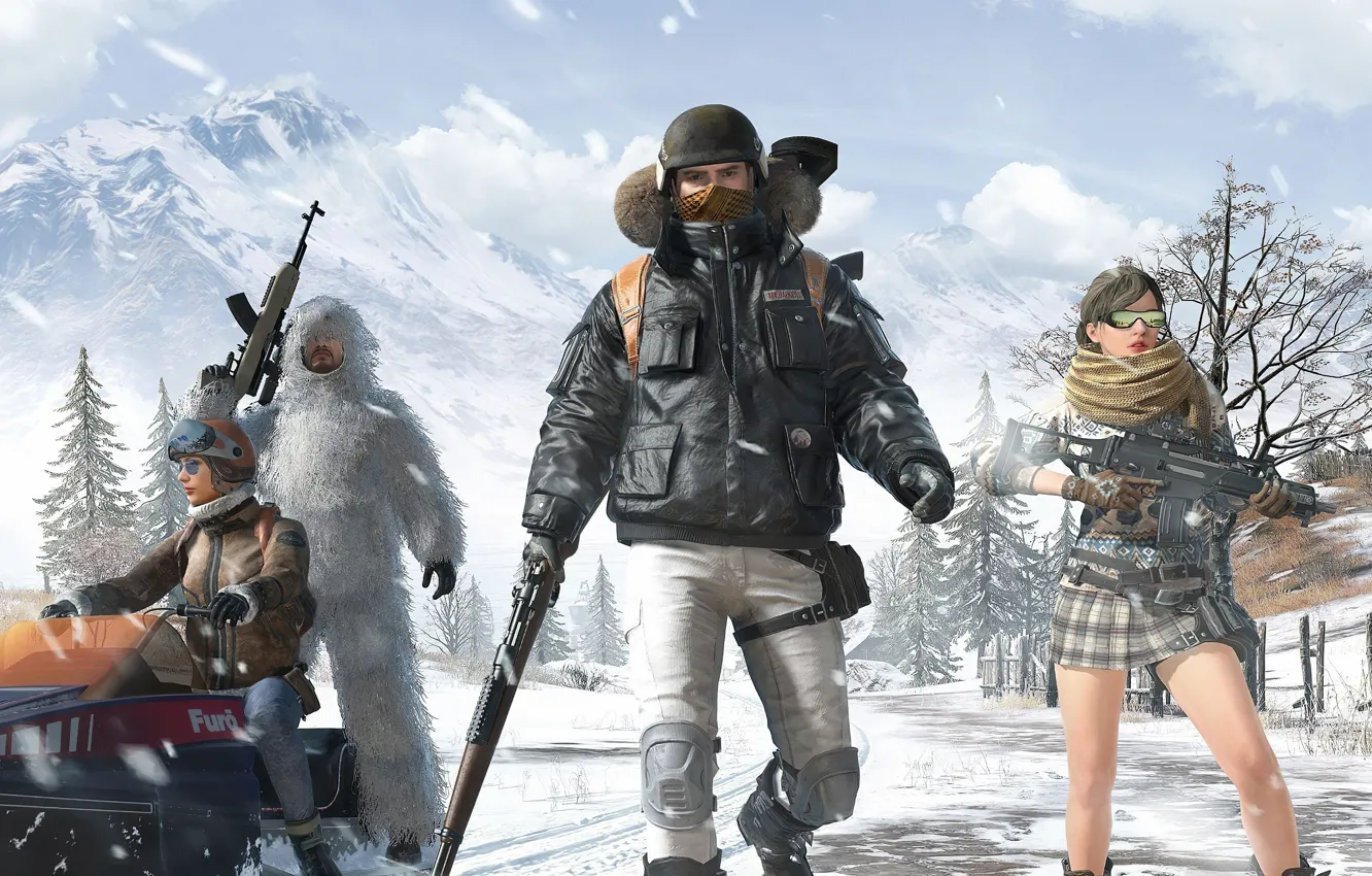 Photo wallpaper winter, soldiers, PlayerUnknown's Battlegrounds