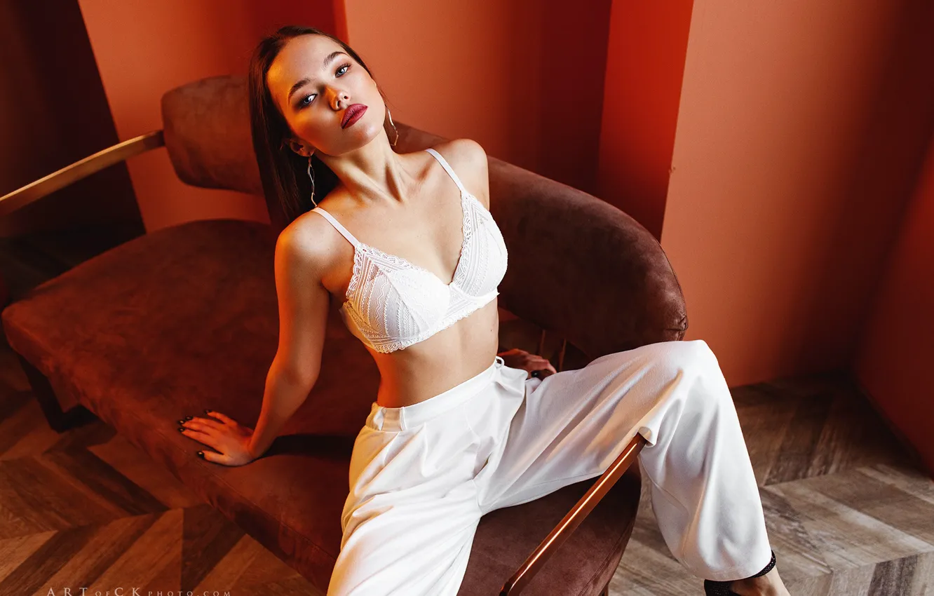 Photo wallpaper look, girl, pose, figure, bra, pants, Olya, Stepan Kvardakov