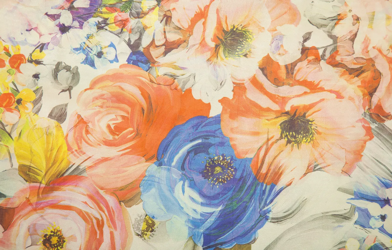 Photo wallpaper flowers, texture, fabric