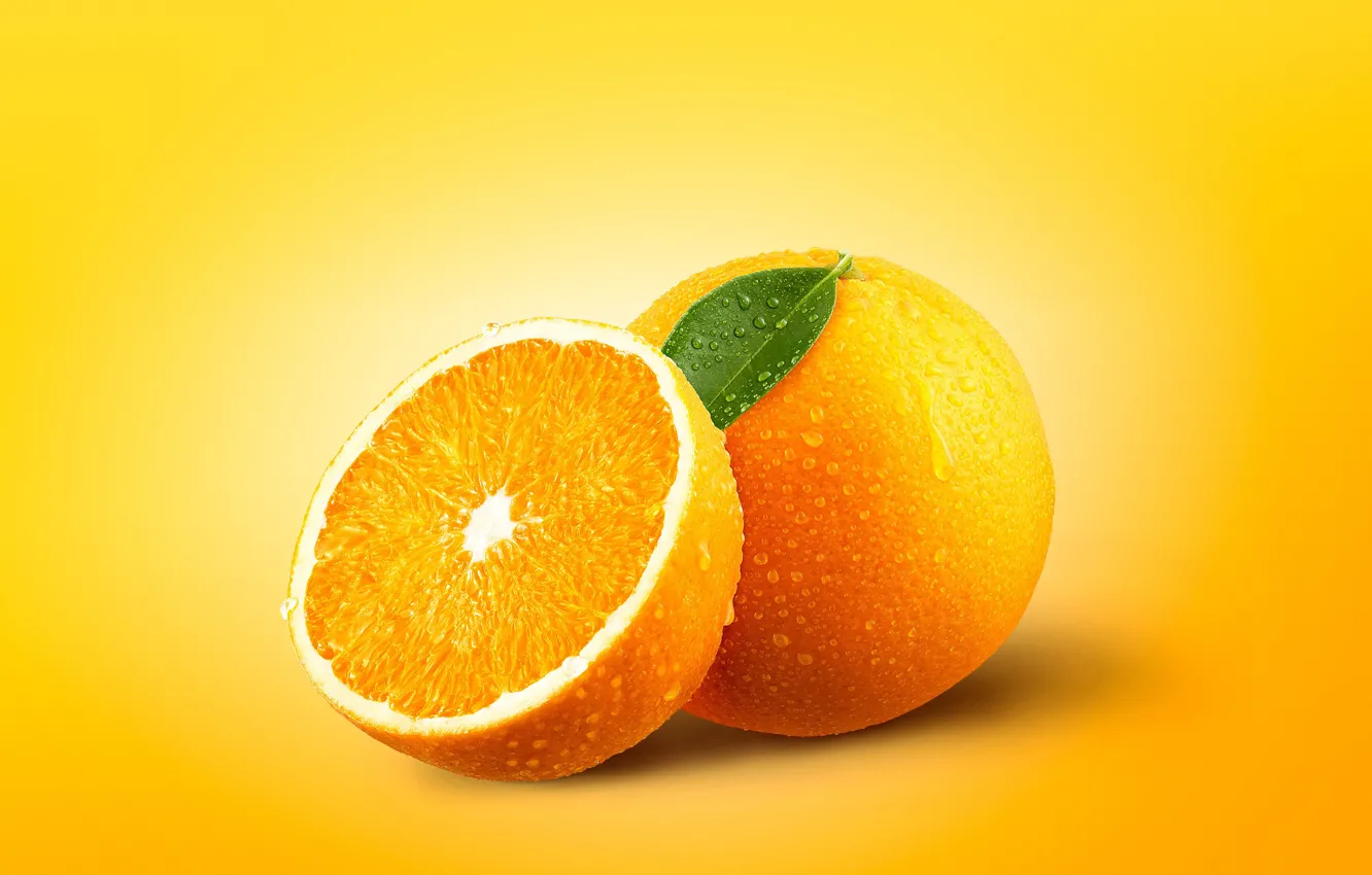 Photo wallpaper macro, orange, citrus