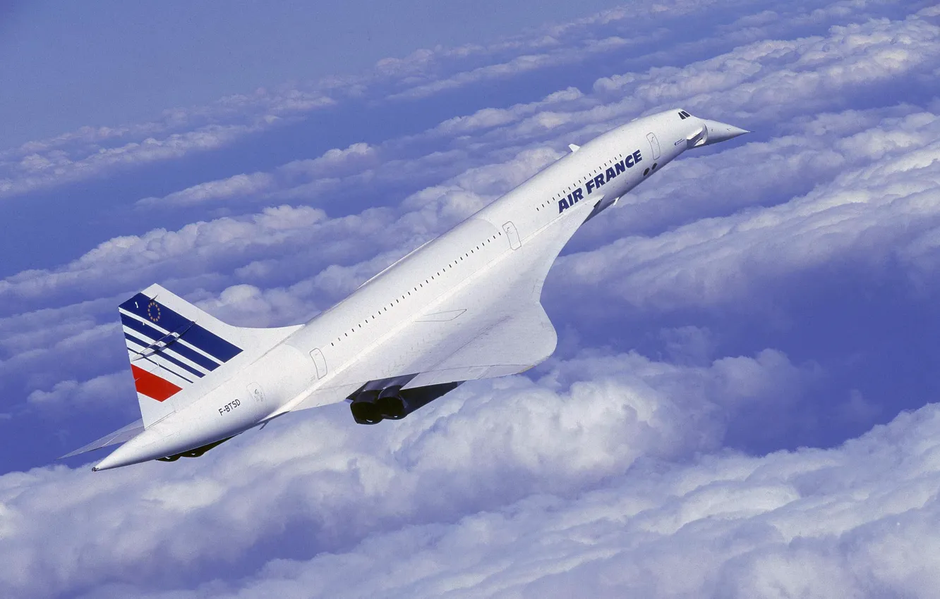 Photo wallpaper sky, clouds, airplane, aviation, supersonic, Concorde, Liner