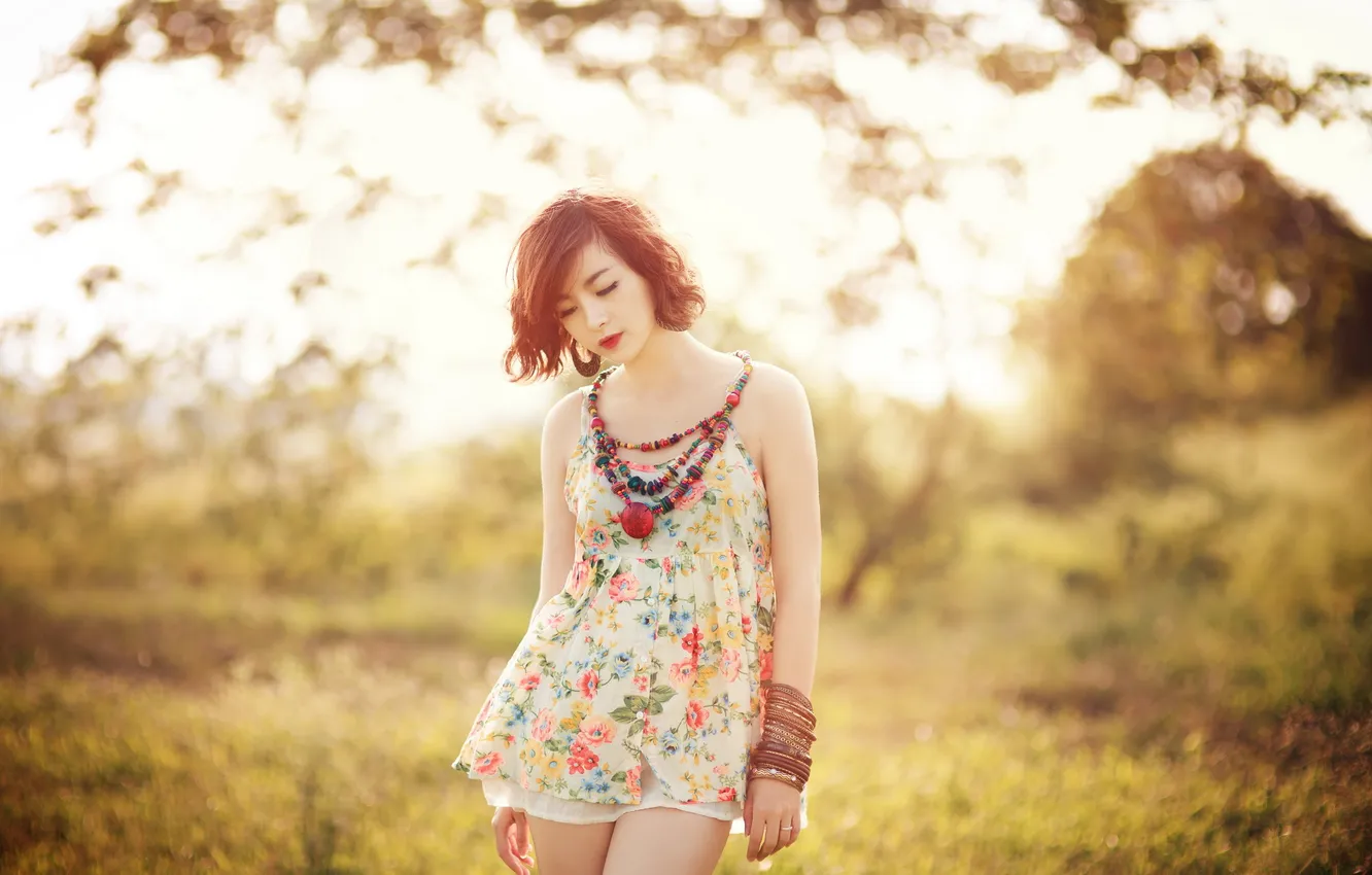 Photo wallpaper girl, pose, Asian